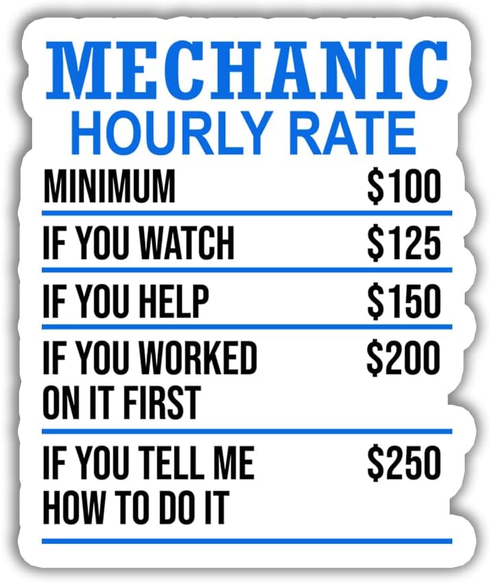 Mechanics Hourly Rate Sticker