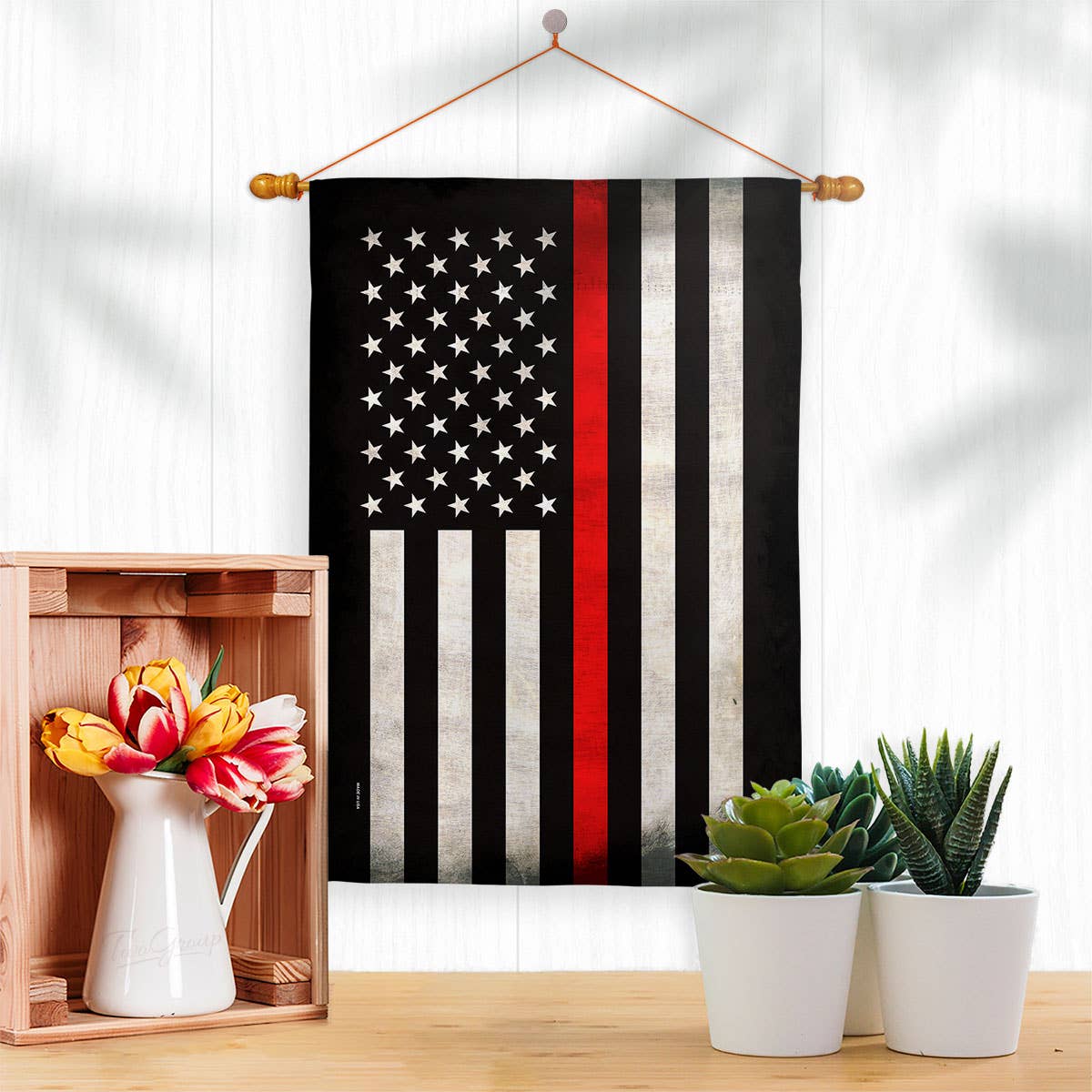 Thin Red Line Firefighter Flag