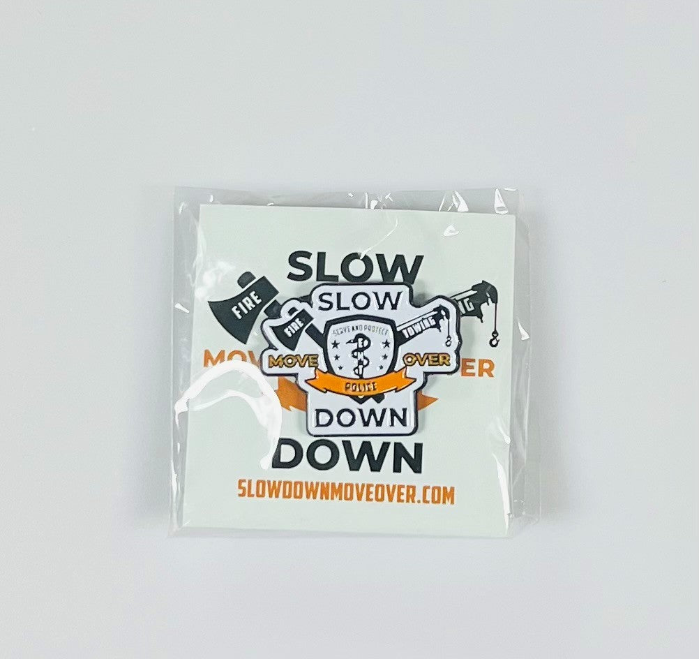 Slow Down Move Over Lapel Pin
