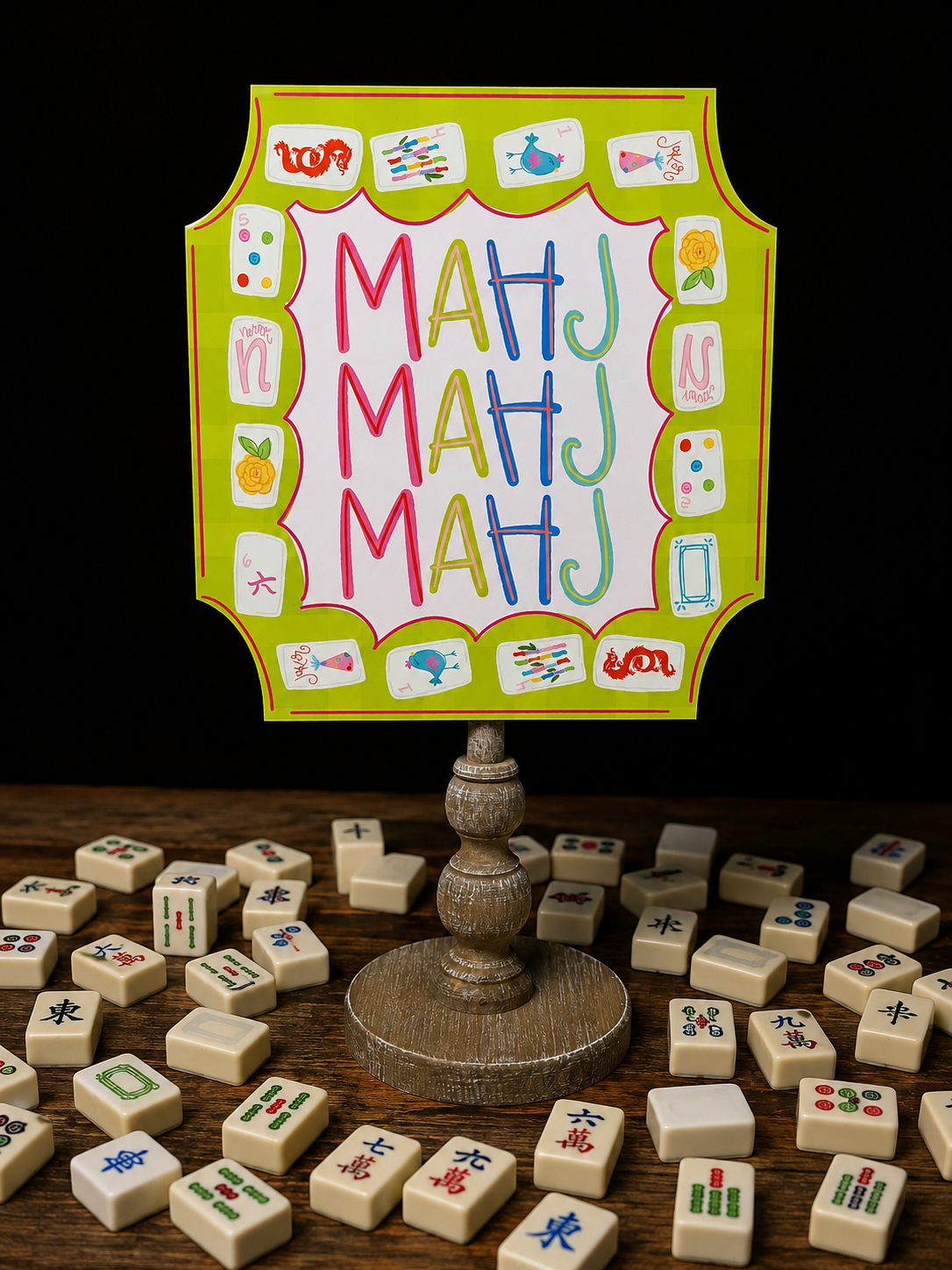 Wooden Mahjong Table Signs