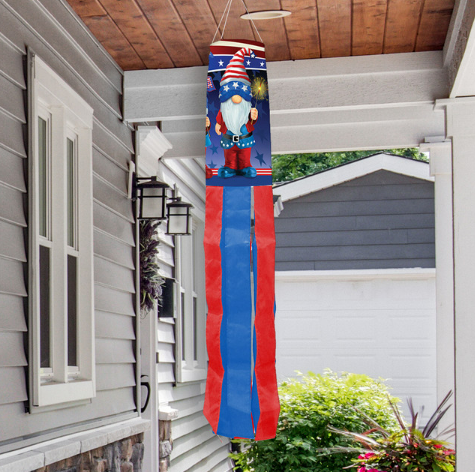 Red, White, Blue Gnome Windsock