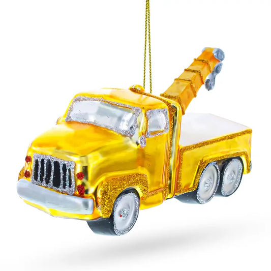 Blown Glass Tow Truck Ornament