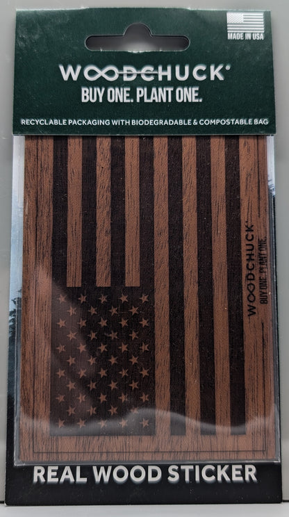 Wooden American Flag Sticker