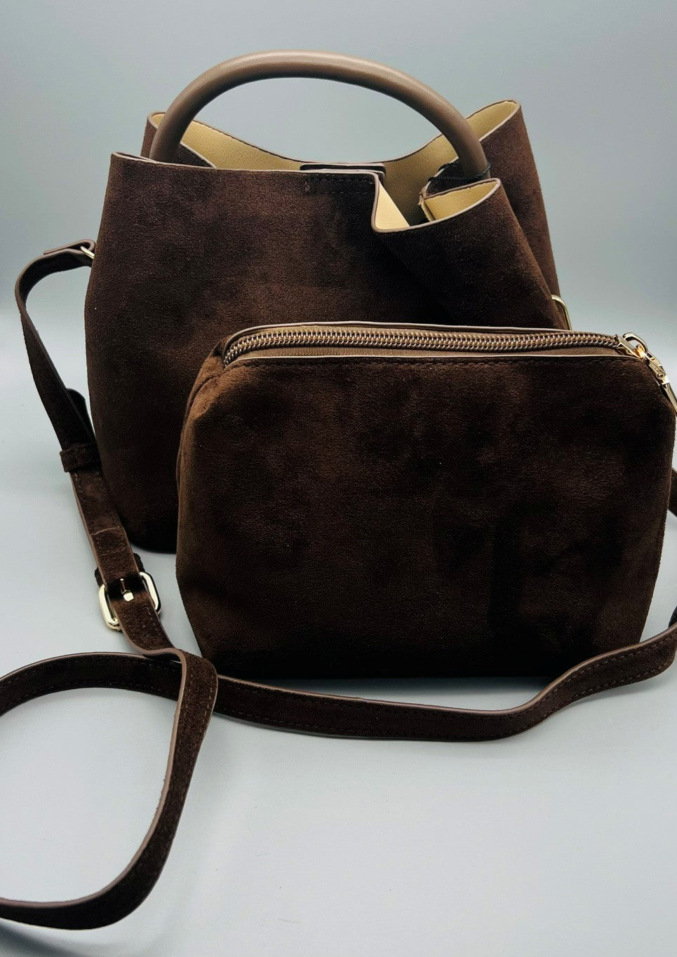 B & C Bags Suede Handbag Set