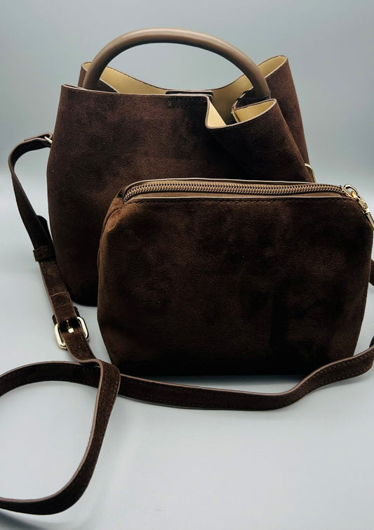 B & C Bags Suede Handbag Set